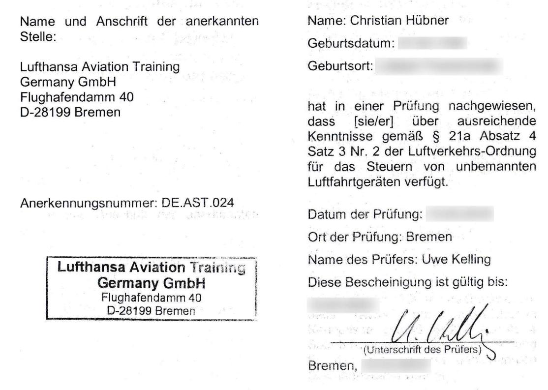 Drohnen Kenntnisnachweis