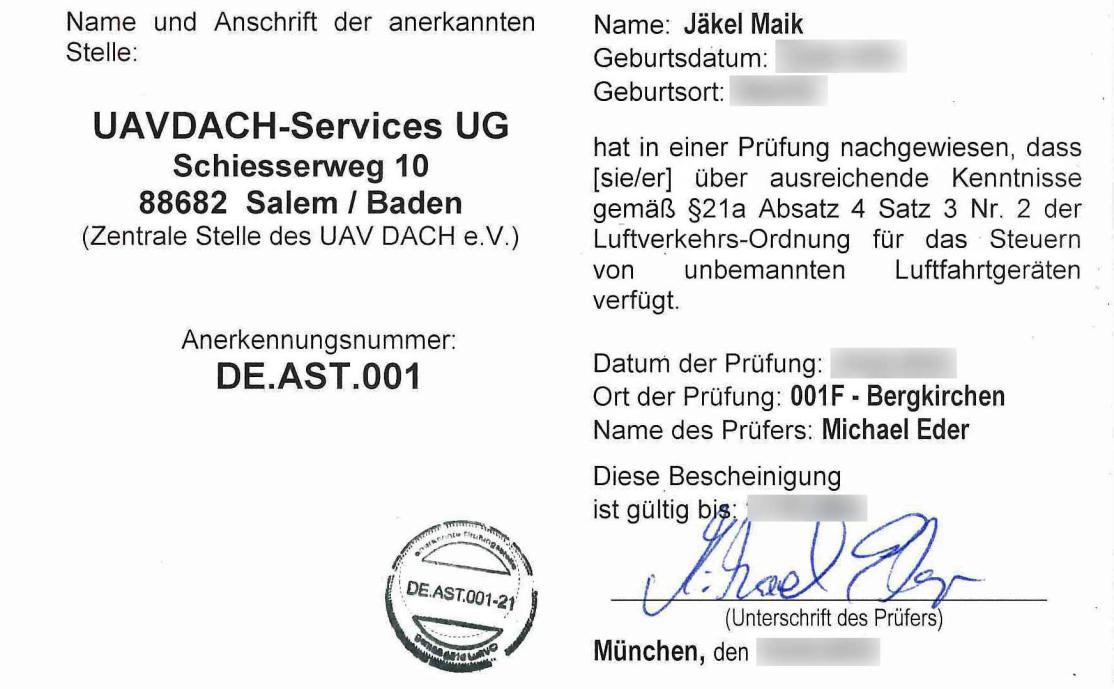 Drohnen Kenntnisnachweis 